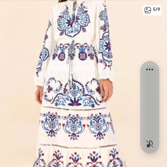 Farm Rio Embroided Linen Beaded Maxidress - Picture 5 of 9